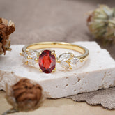 1 Carat Oval Cut 4 Prong Classic Garnet Nature Inspired Engagement Ring